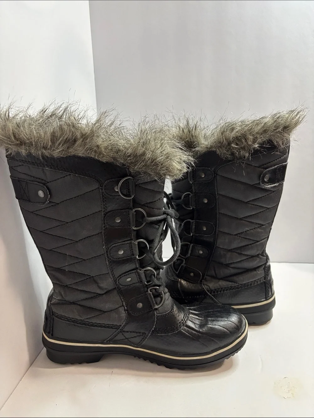 Sorel Boots Womens 6  Black Tofino II Faux Fur Lined Waterproof Snow NWOB